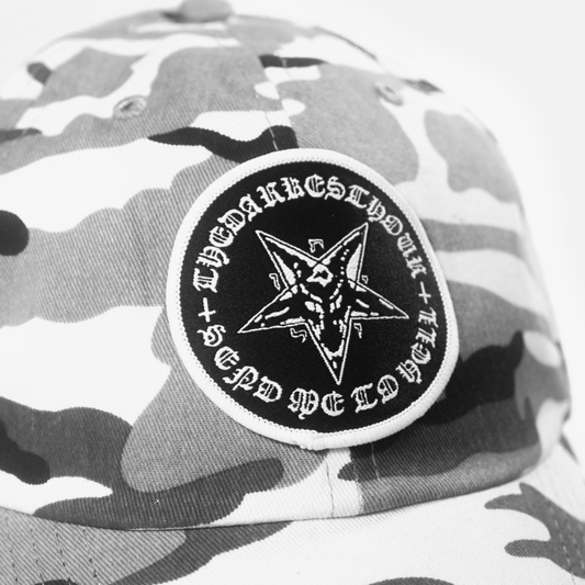 "SEND ME TO HELL" PATCH DAD HAT (GREY CAMO)